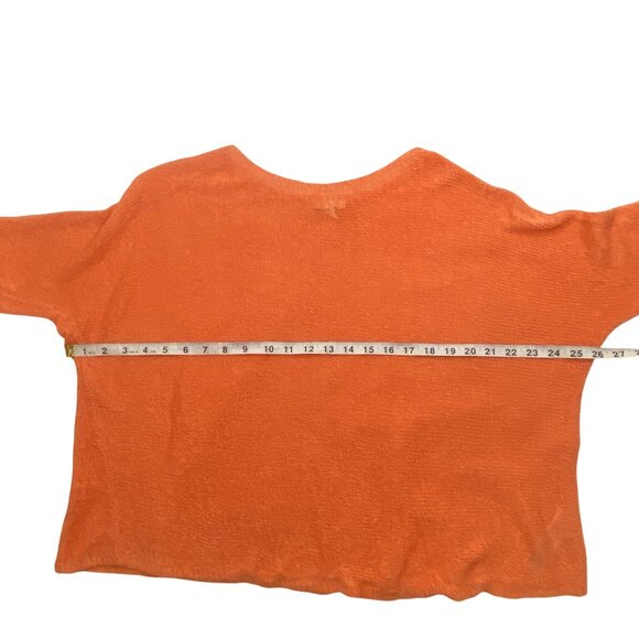 Eileen Fisher Womens melon Orange Open Knit Sweater M Linen Blend cool colorful - Picture 6 of 10